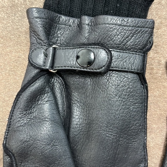 Deerskin Sweater Snap Leather Adjustable Gloves - Picture 2 of 6